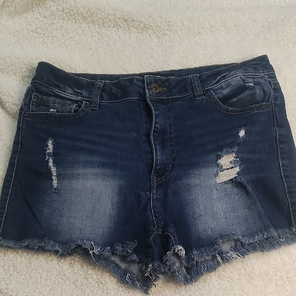 Wax Jean‎ Blue Distressed Jean Shorts